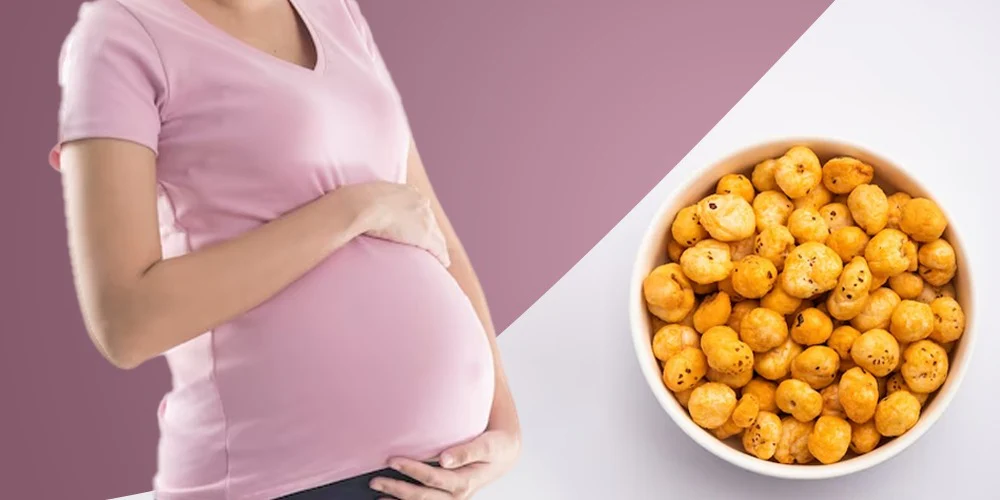 This image shows that, Healthy snacking option of Makhana during pregnancy for expecting mothers